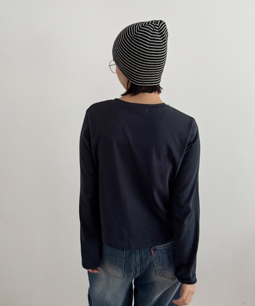 CANAL JEAN(キャナルジーン)の「El mar ボーダーリブニットビーニー(ニットキャップ/ビーニー・レディース・ベージュ/ブラック/チャコールグレー・ONE SIZE)」の12枚目の写真