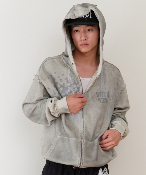 THEVINYLHOUSE（ザバイニルハウス）の「AMERICA HOODIE ZIP-UP BEIGE（パーカー・メンズ・その他・SMALL/MEDIUM/LARGE）」の5枚目の写真