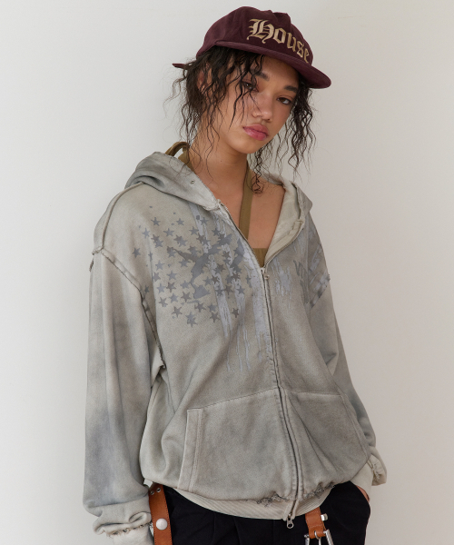 THEVINYLHOUSE（ザバイニルハウス）の「AMERICA HOODIE ZIP-UP BEIGE（パーカー・メンズ・その他・SMALL/MEDIUM/LARGE）」の6枚目の写真