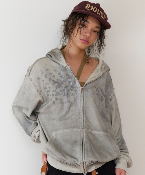 THEVINYLHOUSE（ザバイニルハウス）の「AMERICA HOODIE ZIP-UP BEIGE（パーカー・メンズ・その他・SMALL/MEDIUM/LARGE）」の7枚目の写真