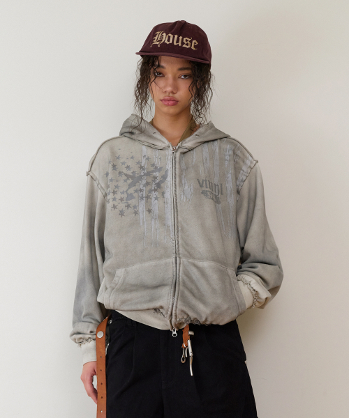 THEVINYLHOUSE（ザバイニルハウス）の「AMERICA HOODIE ZIP-UP BEIGE（パーカー・メンズ・その他・SMALL/MEDIUM/LARGE）」の11枚目の写真