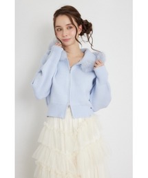 フェイクファーフーディニットカーディガントップス 秋服 冬服