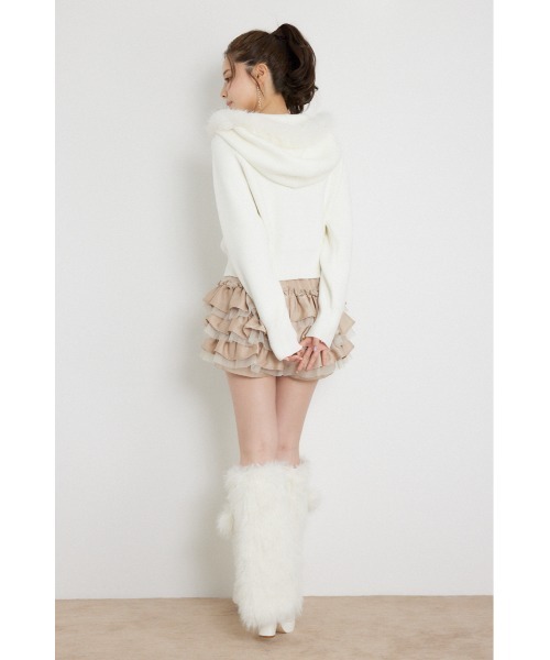 rienda(リエンダ)の「フェイクファーフーディニットカーディガントップス 秋服 冬服(ニット/セーター・レディース・ブラック/ホワイト/ブルー・FREE)」の6枚目の写真