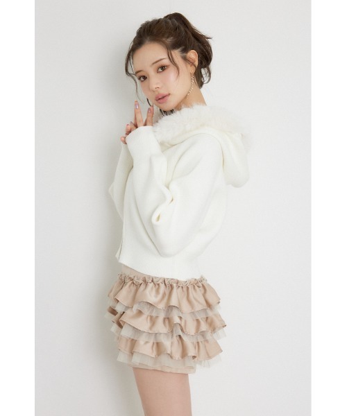 rienda(リエンダ)の「フェイクファーフーディニットカーディガントップス 秋服 冬服(ニット/セーター・レディース・ブラック/ホワイト/ブルー・FREE)」の8枚目の写真