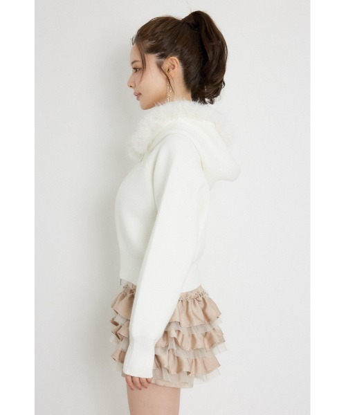 rienda(リエンダ)の「フェイクファーフーディニットカーディガントップス 秋服 冬服(ニット/セーター・レディース・ブラック/ホワイト/ブルー・FREE)」の10枚目の写真