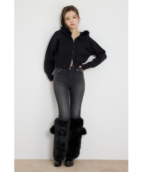 rienda(リエンダ)の「フェイクファーフーディニットカーディガントップス 秋服 冬服(ニット/セーター・レディース・ブラック/ホワイト/ブルー・FREE)」の16枚目の写真