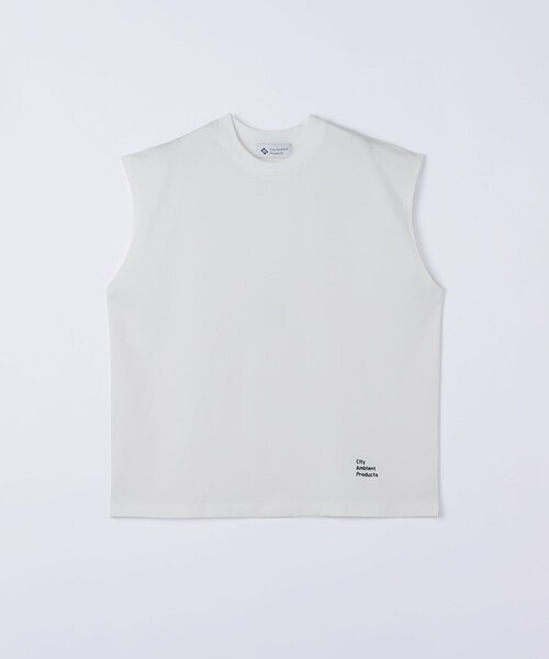 City Ambient Products(シティアンビエントプロダクツ)の「WEB限定|スリーブ レス ロゴ Tシャツ(Tシャツ/カットソー・メンズ・ホワイト/ブラック/ブラウン・SMALL/MEDIUM/LARGE)」の1枚目の写真