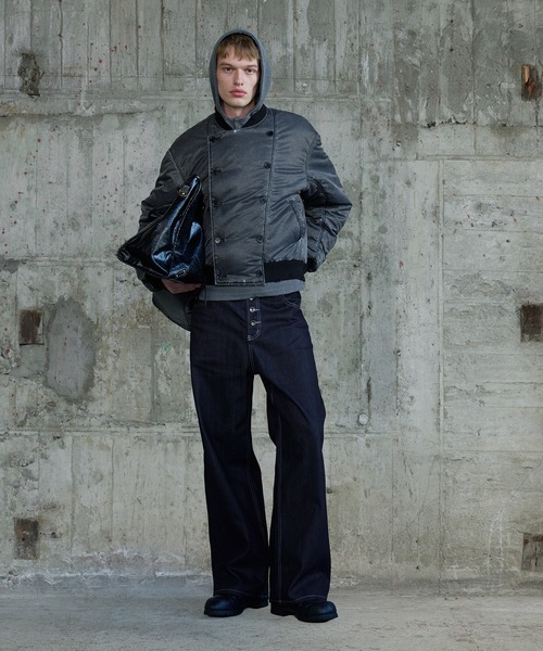 Regen Glanz(レーゲングランツ)の「vintage wash double-breasted bomber jacket / ヴィンテージウオッシュダブルブレストボンバージャケット(MA-1・メンズ・カーキ/グレー・MEDIUM/SMALL/LARGE)」の8枚目の写真