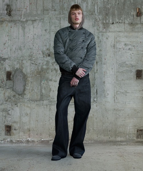 Regen Glanz(レーゲングランツ)の「vintage wash double-breasted bomber jacket / ヴィンテージウオッシュダブルブレストボンバージャケット(MA-1・メンズ・カーキ/グレー・MEDIUM/SMALL/LARGE)」の9枚目の写真