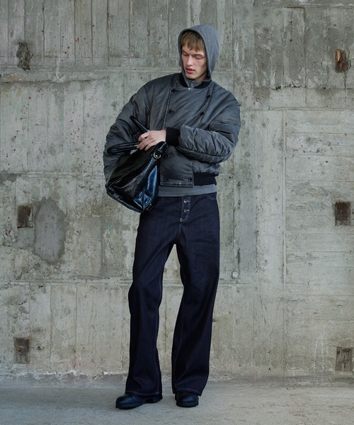 Regen Glanz(レーゲングランツ)の「vintage wash double-breasted bomber jacket / ヴィンテージウオッシュダブルブレストボンバージャケット(MA-1・メンズ・カーキ/グレー・MEDIUM/SMALL/LARGE)」の10枚目の写真