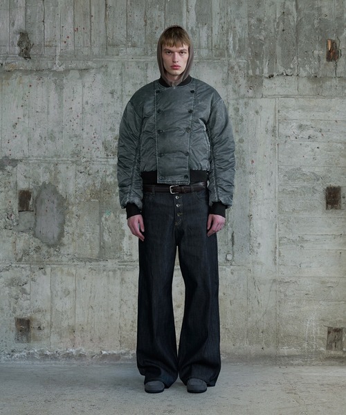 Regen Glanz(レーゲングランツ)の「vintage wash double-breasted bomber jacket / ヴィンテージウオッシュダブルブレストボンバージャケット(MA-1・メンズ・カーキ/グレー・MEDIUM/SMALL/LARGE)」の16枚目の写真