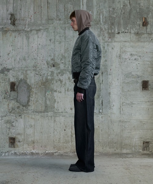 Regen Glanz(レーゲングランツ)の「vintage wash double-breasted bomber jacket / ヴィンテージウオッシュダブルブレストボンバージャケット(MA-1・メンズ・カーキ/グレー・MEDIUM/SMALL/LARGE)」の18枚目の写真
