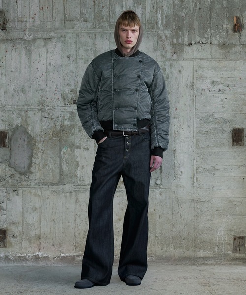 Regen Glanz(レーゲングランツ)の「vintage wash double-breasted bomber jacket / ヴィンテージウオッシュダブルブレストボンバージャケット(MA-1・メンズ・カーキ/グレー・MEDIUM/SMALL/LARGE)」の20枚目の写真