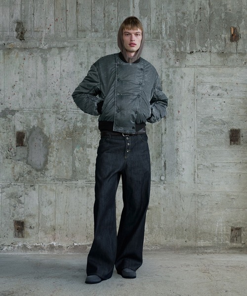 Regen Glanz(レーゲングランツ)の「vintage wash double-breasted bomber jacket / ヴィンテージウオッシュダブルブレストボンバージャケット(MA-1・メンズ・カーキ/グレー・MEDIUM/SMALL/LARGE)」の21枚目の写真