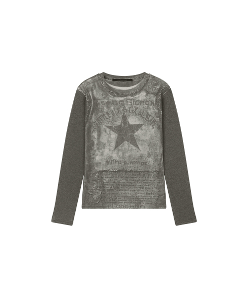 DOGMA EHKS(ドグマ エックス)の「TROMPE L `OEIL RUGGED LONG SLEEVE KHAKI(Tシャツ/カットソー・レディース・その他・FREE)」の2枚目の写真