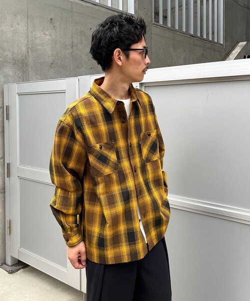 CIAOPANIC(チャオパニック)の「ヘビーネルチェックシャツ(シャツ/ブラウス・メンズ・ブラック/イエロー/ネイビー・FREE)」の3枚目の写真