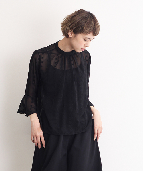 merlot plus（メルロープリュス）の「ライン刺繍シースルーブラウス2236（シャツ/ブラウス・レディース・ホワイト/ブラック/ライトブルー/イエロー・FREE）」の17枚目の写真