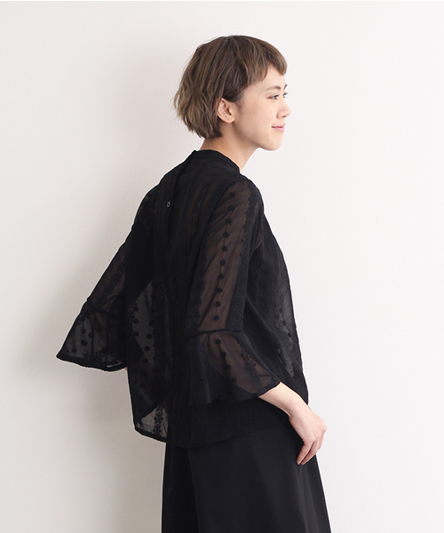 merlot plus（メルロープリュス）の「ライン刺繍シースルーブラウス2236（シャツ/ブラウス・レディース・ホワイト/ブラック/ライトブルー/イエロー・FREE）」の18枚目の写真