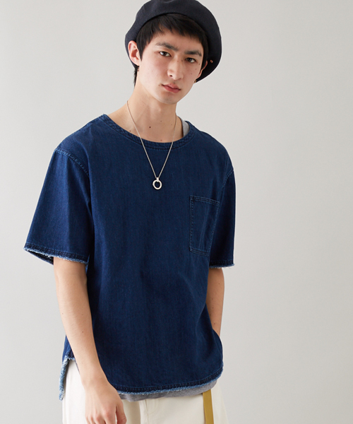 STUDIOUS(ステュディオス)の「STUDIOUS デニムプルオーバーシャツ(シャツ/ブラウス・メンズ・ブルー/サックスブルー・1/3/2)」の1枚目の写真