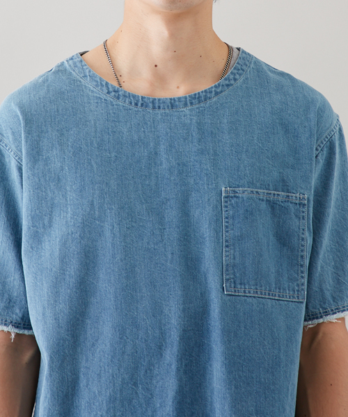STUDIOUS(ステュディオス)の「STUDIOUS デニムプルオーバーシャツ(シャツ/ブラウス・メンズ・ブルー/サックスブルー・1/3/2)」の6枚目の写真