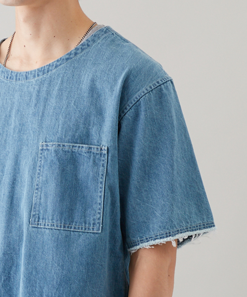 STUDIOUS(ステュディオス)の「STUDIOUS デニムプルオーバーシャツ(シャツ/ブラウス・メンズ・ブルー/サックスブルー・1/3/2)」の7枚目の写真