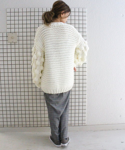 ottilie（オティーリエ）の「（ＷＥＢ限定）ハンドメイドローゲージニットカーディガン（カーディガン/ボレロ・レディース・オフホワイト/キャメル・FREE）」の11枚目の写真