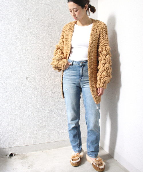 ottilie（オティーリエ）の「（ＷＥＢ限定）ハンドメイドローゲージニットカーディガン（カーディガン/ボレロ・レディース・オフホワイト/キャメル・FREE）」の12枚目の写真