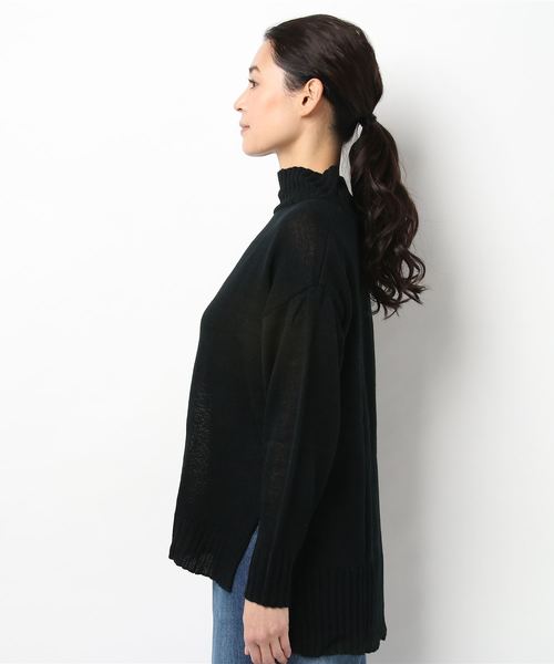 earth music&ecology（アースミュージックアンドエコロジー）の「・ハイネックワイドリブニットチュニック（ニット/セーター・レディース・チャコールグレー/ピンクベージュ/アイボリー/ブラック/オリーブ・FREE）」の6枚目の写真