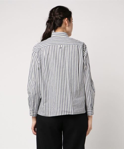 MHL.（エムエイチエル）の「COTTON LINEN CHAMBRAY（シャツ/ブラウス・レディース・ライトブルー/ホワイト×ネイビー・3/1/2）」の4枚目の写真