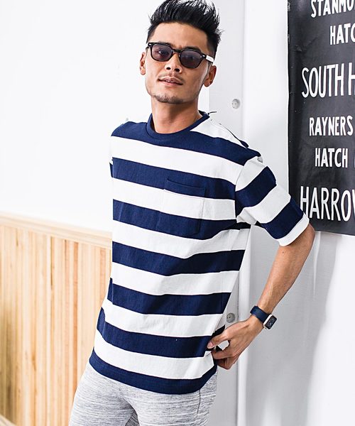 CavariA（キャバリア）の「『CavariA/キャバリア』ビッグシルエット USAコットンクルーネック半袖Tシャツ（Tシャツ/カットソー・メンズ・グレー/カーキ/サックスブルー/ピンク/ホワイト/ブラック/パープル/ネイビー/ブラック×ホワイト/ブルー系その他/ワイン/テラコッタ/ベージュ/オレンジ/ミント/クリーム/ラベンダー・L/M）」の12枚目の写真