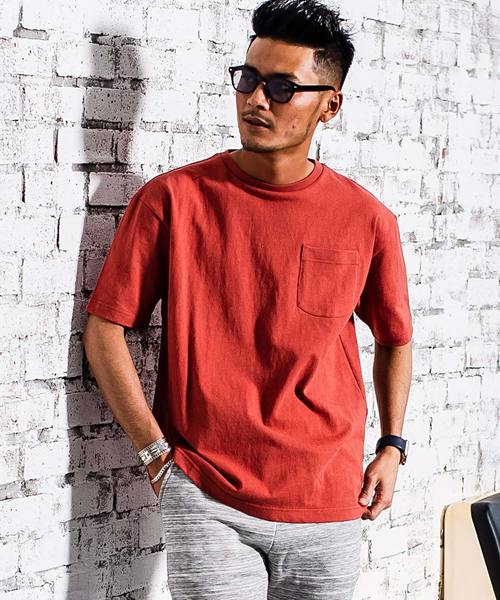 CavariA（キャバリア）の「『CavariA/キャバリア』ビッグシルエット USAコットンクルーネック半袖Tシャツ（Tシャツ/カットソー・メンズ・グレー/カーキ/サックスブルー/ピンク/ホワイト/ブラック/パープル/ネイビー/ブラック×ホワイト/ブルー系その他/ワイン/テラコッタ/ベージュ/オレンジ/ミント/クリーム/ラベンダー・L/M）」の5枚目の写真