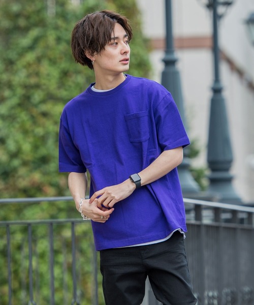 CavariA（キャバリア）の「『CavariA/キャバリア』ビッグシルエット USAコットンクルーネック半袖Tシャツ（Tシャツ/カットソー・メンズ・グレー/カーキ/サックスブルー/ピンク/ホワイト/ブラック/パープル/ネイビー/ブラック×ホワイト/ブルー系その他/ワイン/テラコッタ/ベージュ/オレンジ/ミント/クリーム/ラベンダー・L/M）」の13枚目の写真