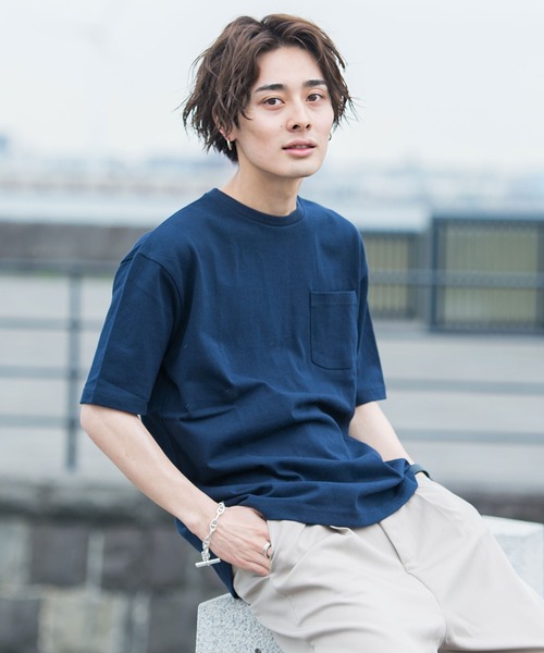 CavariA（キャバリア）の「『CavariA/キャバリア』ビッグシルエット USAコットンクルーネック半袖Tシャツ（Tシャツ/カットソー・メンズ・グレー/カーキ/サックスブルー/ピンク/ホワイト/ブラック/パープル/ネイビー/ブラック×ホワイト/ブルー系その他/ワイン/テラコッタ/ベージュ/オレンジ/ミント/クリーム/ラベンダー・L/M）」の10枚目の写真