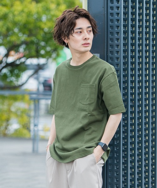 CavariA（キャバリア）の「『CavariA/キャバリア』ビッグシルエット USAコットンクルーネック半袖Tシャツ（Tシャツ/カットソー・メンズ・グレー/カーキ/サックスブルー/ピンク/ホワイト/ブラック/パープル/ネイビー/ブラック×ホワイト/ブルー系その他/ワイン/テラコッタ/ベージュ/オレンジ/ミント/クリーム/ラベンダー・L/M）」の8枚目の写真