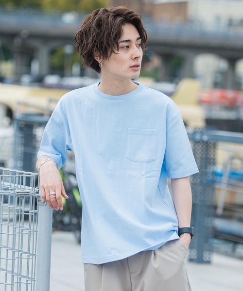 CavariA（キャバリア）の「『CavariA/キャバリア』ビッグシルエット USAコットンクルーネック半袖Tシャツ（Tシャツ/カットソー・メンズ・グレー/カーキ/サックスブルー/ピンク/ホワイト/ブラック/パープル/ネイビー/ブラック×ホワイト/ブルー系その他/ワイン/テラコッタ/ベージュ/オレンジ/ミント/クリーム/ラベンダー・L/M）」の11枚目の写真