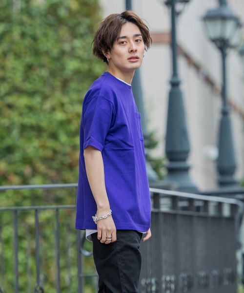 CavariA（キャバリア）の「『CavariA/キャバリア』ビッグシルエット USAコットンクルーネック半袖Tシャツ（Tシャツ/カットソー・メンズ・グレー/カーキ/サックスブルー/ピンク/ホワイト/ブラック/パープル/ネイビー/ブラック×ホワイト/ブルー系その他/ワイン/テラコッタ/ベージュ/オレンジ/ミント/クリーム/ラベンダー・L/M）」の21枚目の写真