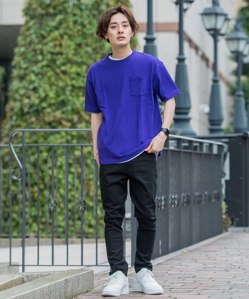 CavariA（キャバリア）の「『CavariA/キャバリア』ビッグシルエット USAコットンクルーネック半袖Tシャツ（Tシャツ/カットソー・メンズ・グレー/カーキ/サックスブルー/ピンク/ホワイト/ブラック/パープル/ネイビー/ブラック×ホワイト/ブルー系その他/ワイン/テラコッタ/ベージュ/オレンジ/ミント/クリーム/ラベンダー・L/M）」の19枚目の写真