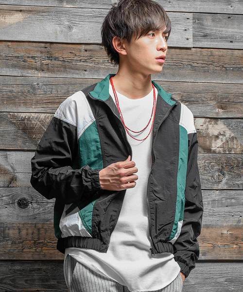 MinoriTY（マイノリティ）の「カラーブロックジップアップナイロンブルゾン（ナイロンジャケット・メンズ・ブルー/グリーン/ブラック/レッド・L/M）」の2枚目の写真