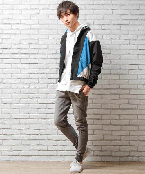 MinoriTY（マイノリティ）の「カラーブロックジップアップナイロンブルゾン（ナイロンジャケット・メンズ・ブルー/グリーン/ブラック/レッド・L/M）」の7枚目の写真