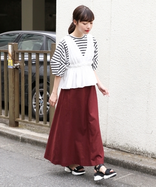 LOWRYS FARM（ローリーズファーム）の「ストライプレースキャミ　802045（キャミソール・レディース・ホワイト/ブラック・FREE）」の5枚目の写真