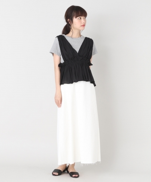 LOWRYS FARM（ローリーズファーム）の「ストライプレースキャミ　802045（キャミソール・レディース・ホワイト/ブラック・FREE）」の6枚目の写真