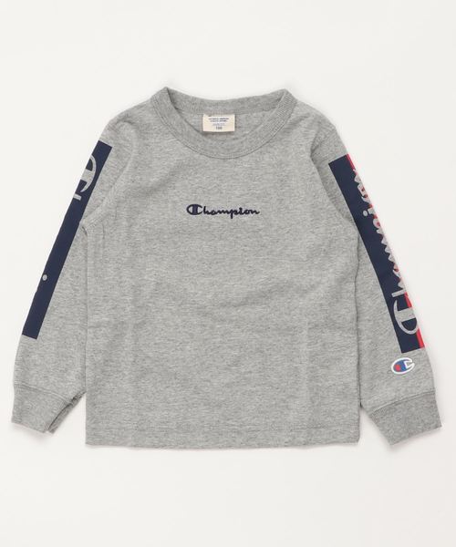 Champion（チャンピオン）の「【Champion】袖ロゴロンT（Tシャツ/カットソー・キッズ・ブラック/グレー・140/110/120/100/130）」の2枚目の写真