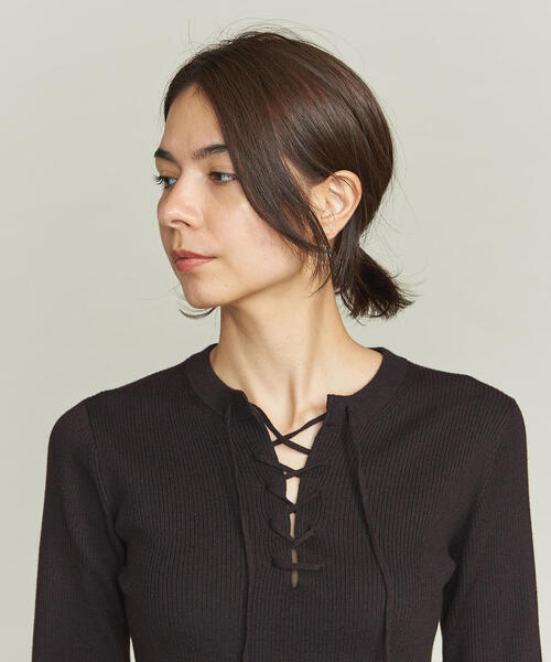 BEAUTY&YOUTH UNITED ARROWS（ビューティーアンドユースユナイテッドアローズ）の「BY リブレースアッププルオーバー ◆（ニット/セーター・レディース・オレンジ系その他/オフホワイト/ダークブラウン・FREE）」の12枚目の写真