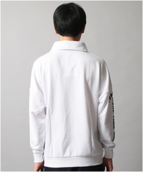 CONVERSE(コンバース)の「CONVERSE 裏毛 切替 リブ ハーフZIP スウェット(スウェット・メンズ・ホワイト/ホワイト系その他/ブラック/ネイビー・M/L/XL)」の9枚目の写真