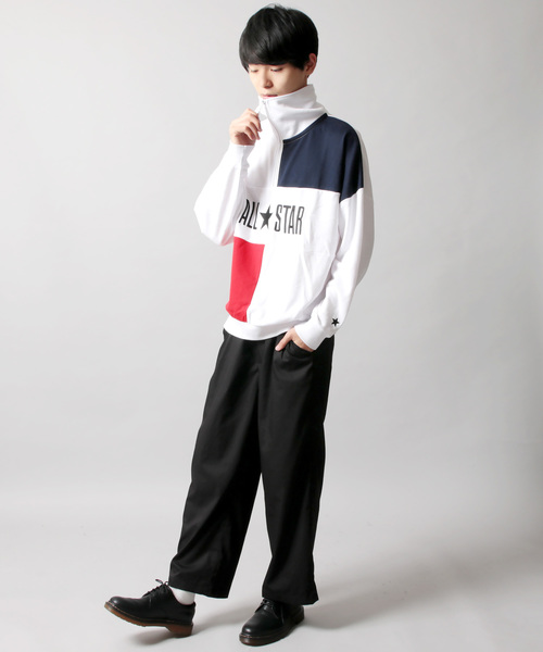 CONVERSE(コンバース)の「CONVERSE 裏毛 切替 リブ ハーフZIP スウェット(スウェット・メンズ・ホワイト/ホワイト系その他/ブラック/ネイビー・M/L/XL)」の17枚目の写真