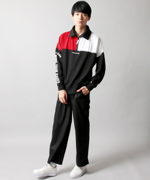CONVERSE(コンバース)の「CONVERSE 裏毛 切替 リブ ハーフZIP スウェット(スウェット・メンズ・ホワイト/ホワイト系その他/ブラック/ネイビー・M/L/XL)」の19枚目の写真
