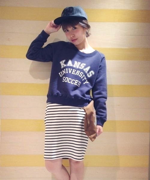Another Edition（アナザーエディション）の「AE[A]ロゴSWEAT×BOR SK（ワンピース・レディース・グレー/ワインレッド/ネイビー・フリー）」の2枚目の写真