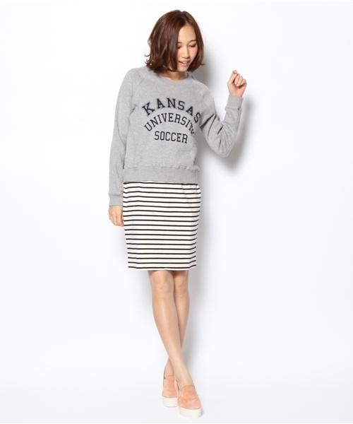 Another Edition（アナザーエディション）の「AE[A]ロゴSWEAT×BOR SK（ワンピース・レディース・グレー/ワインレッド/ネイビー・フリー）」の7枚目の写真