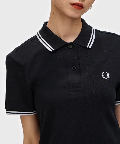 FRED PERRY フレッドペリー ポロシャツ ワンピース 黒 M Twin Tipped Pique Dress/フレッドペリーポロシャツワンピース