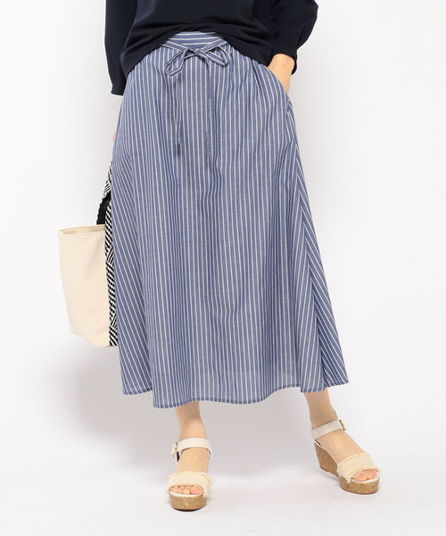 Petit Honfleur(プチオンフルール)の「◇カタログ掲載◇ストライプスカート(スカート・レディース・ブルー/グリーン/ネイビー・M size/L size)」の1枚目の写真
